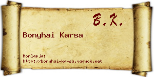 Bonyhai Karsa névjegykártya